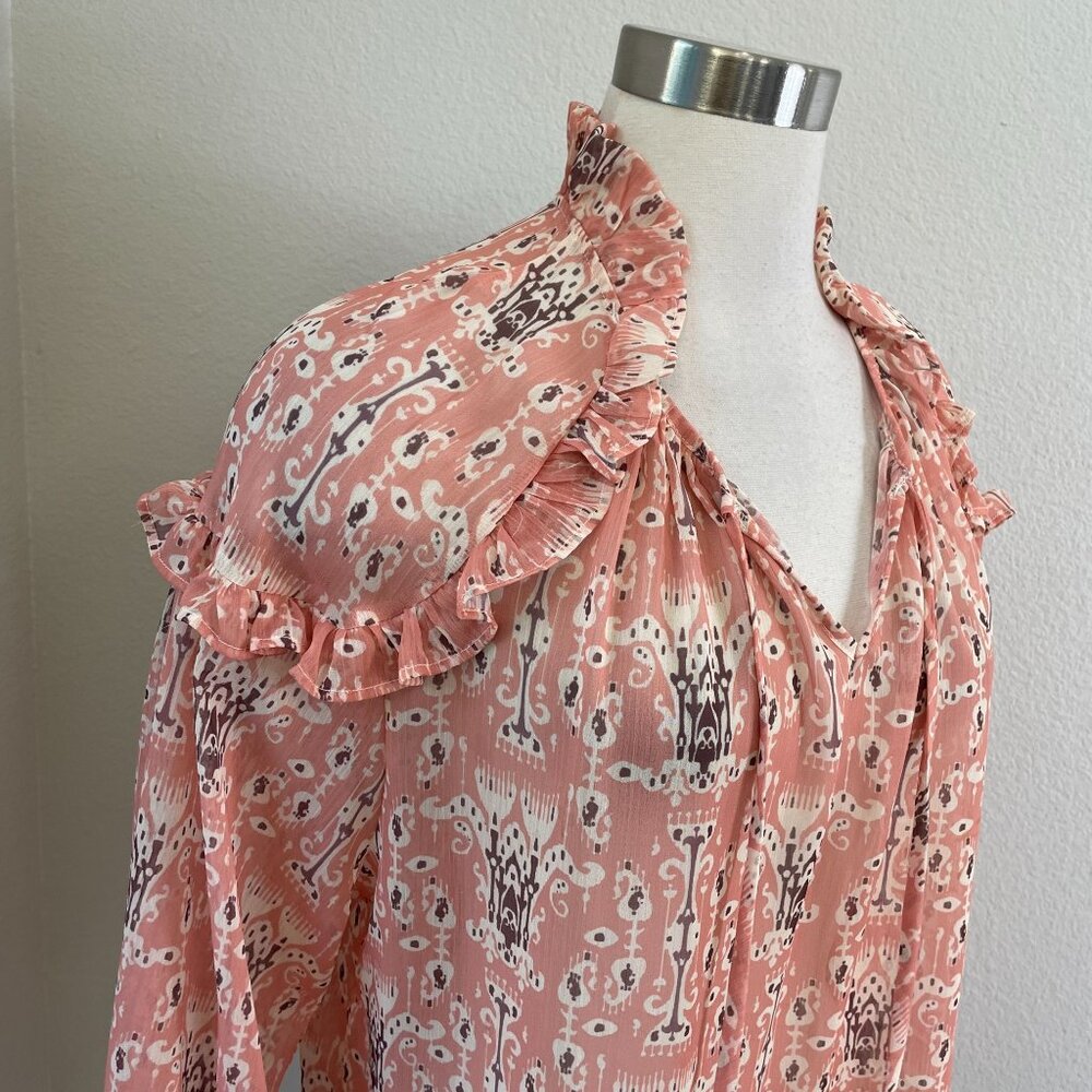 Sundance Womens Small‎ Madeleine Sweet Peasant Boho Blouse Long Sleeve Sheer Top - Picture 3 of 13